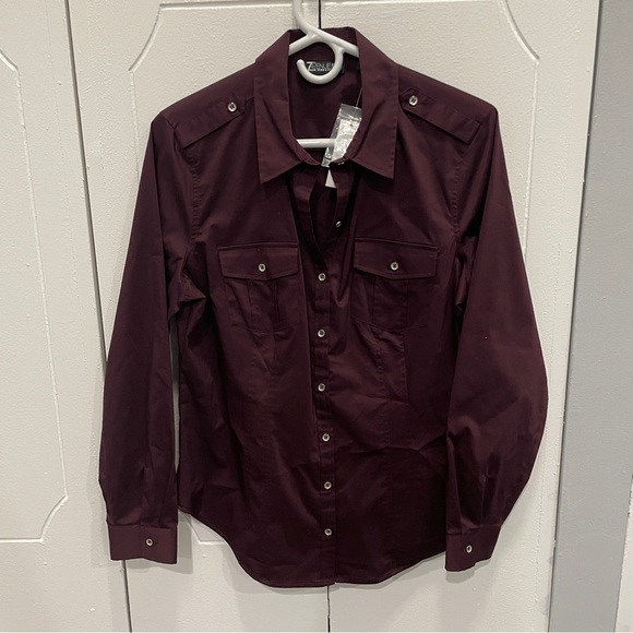 New York & Company Tops - NWT New York & Company Dark Maroon Button Down Long Sleeve